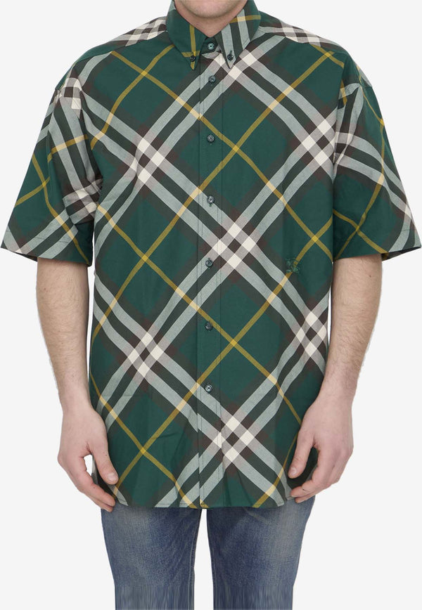 Burberry Short-Sleeved Checked Shirt Green 8082903--B8660