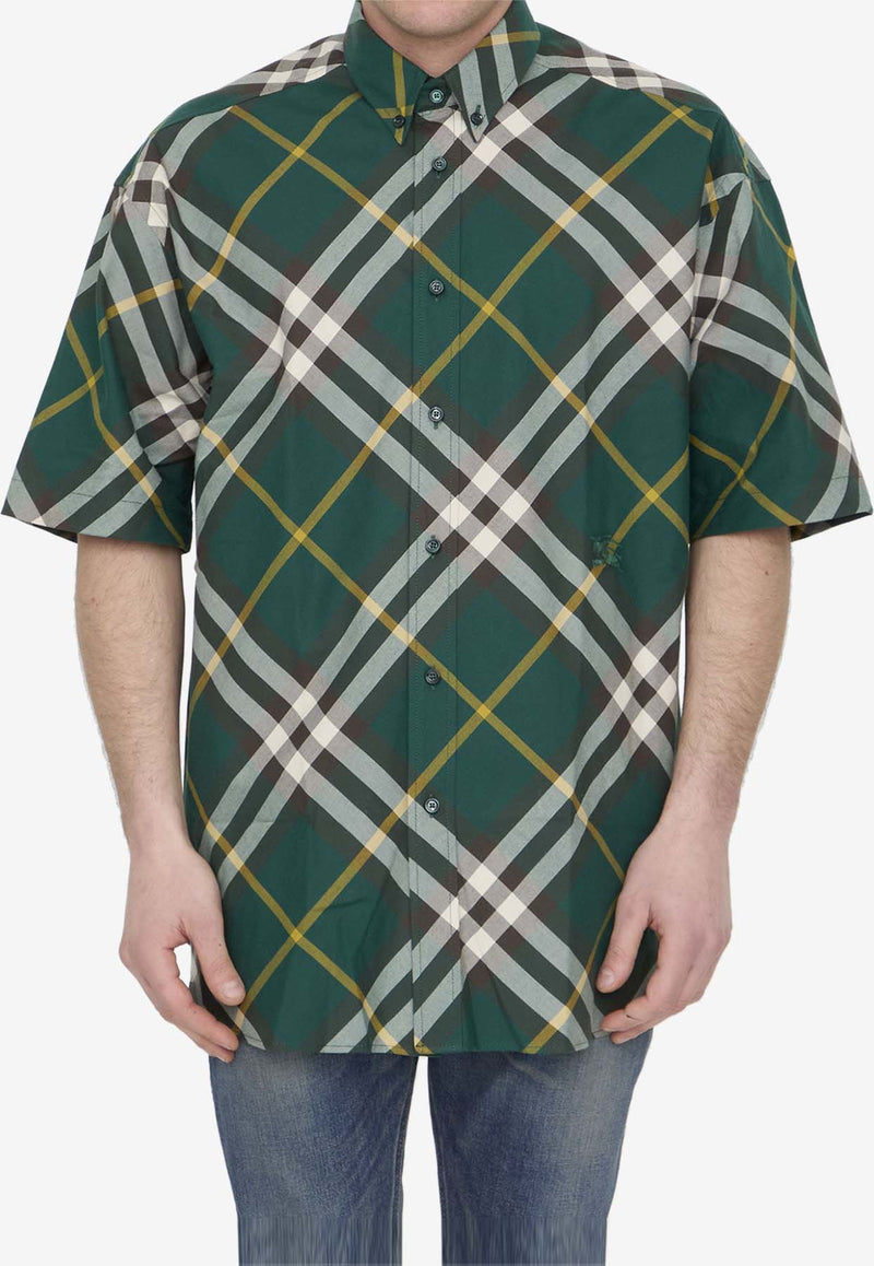 Burberry Short-Sleeved Checked Shirt Green 8082903--B8660