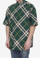 Burberry Short-Sleeved Checked Shirt Green 8082903--B8660