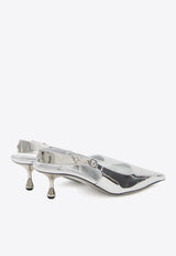 Jimmy Choo Amel 50 Slingback Heeled Pumps Silver AMEL50-QUI-SILVER