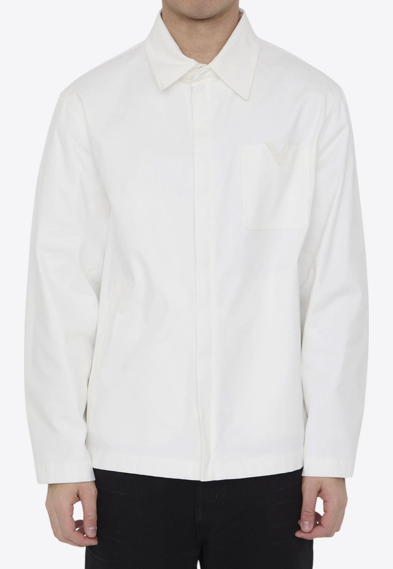 Valentino Rubberized-V Zip-Up Shirt Jacket White 4V0CJJ10-9UA-A03