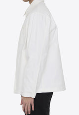 Valentino Rubberized-V Zip-Up Shirt Jacket White 4V0CJJ10-9UA-A03