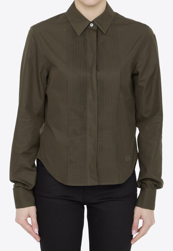 Loewe Pleated Yoke Long-Sleeved Shirt Green S540Y05X94--4430