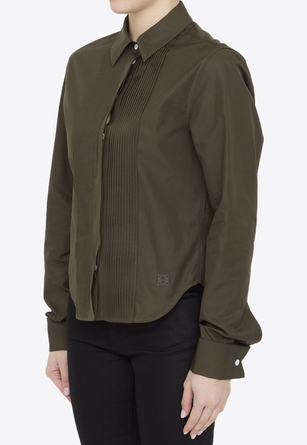 Loewe Pleated Yoke Long-Sleeved Shirt Green S540Y05X94--4430