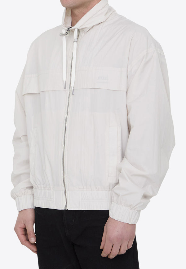 AMI PARIS Ami Alexandre Mattiussi Zip-Up Windbreaker Jacket White HJK051-PA0009-193