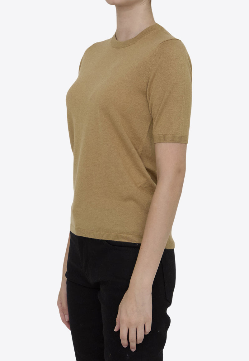 Max Mara Warren Silk and Cashmere Knit Top Beige 2421366101-600-003