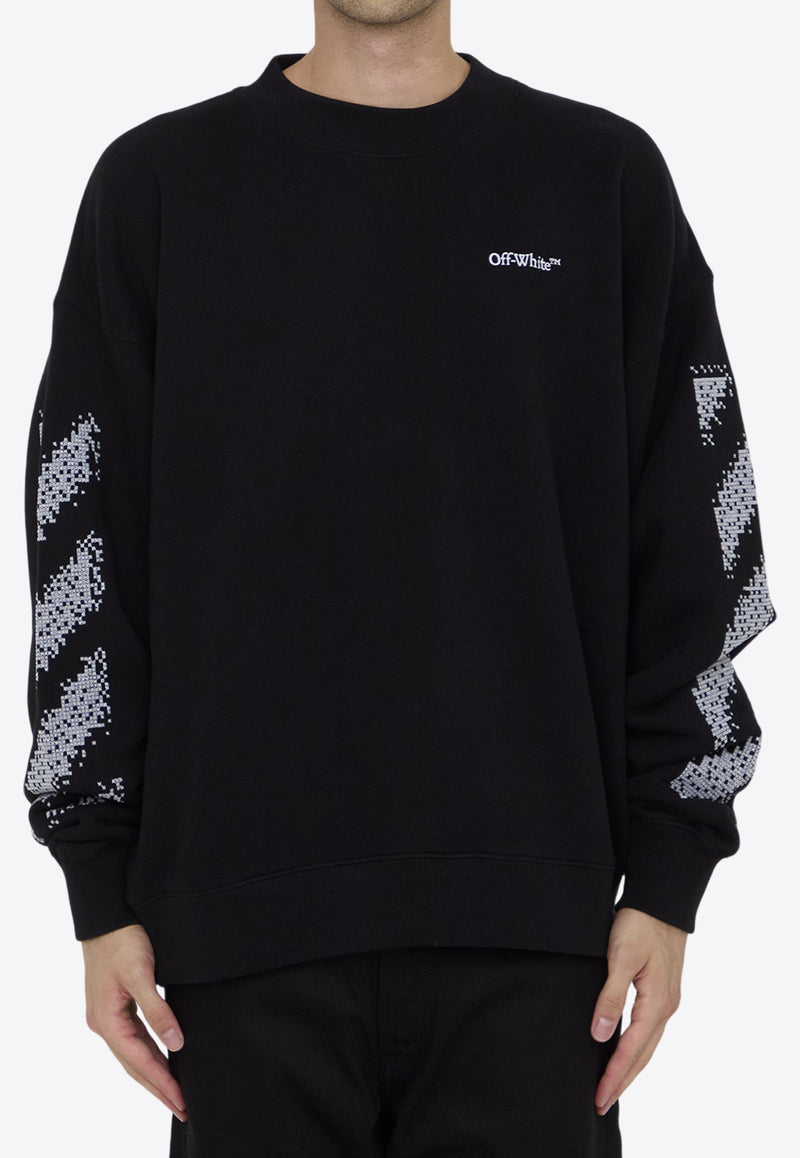 Off-White Pixel Diag Crewneck Sweatshirt Black OMBA054F24-FLE003-1001