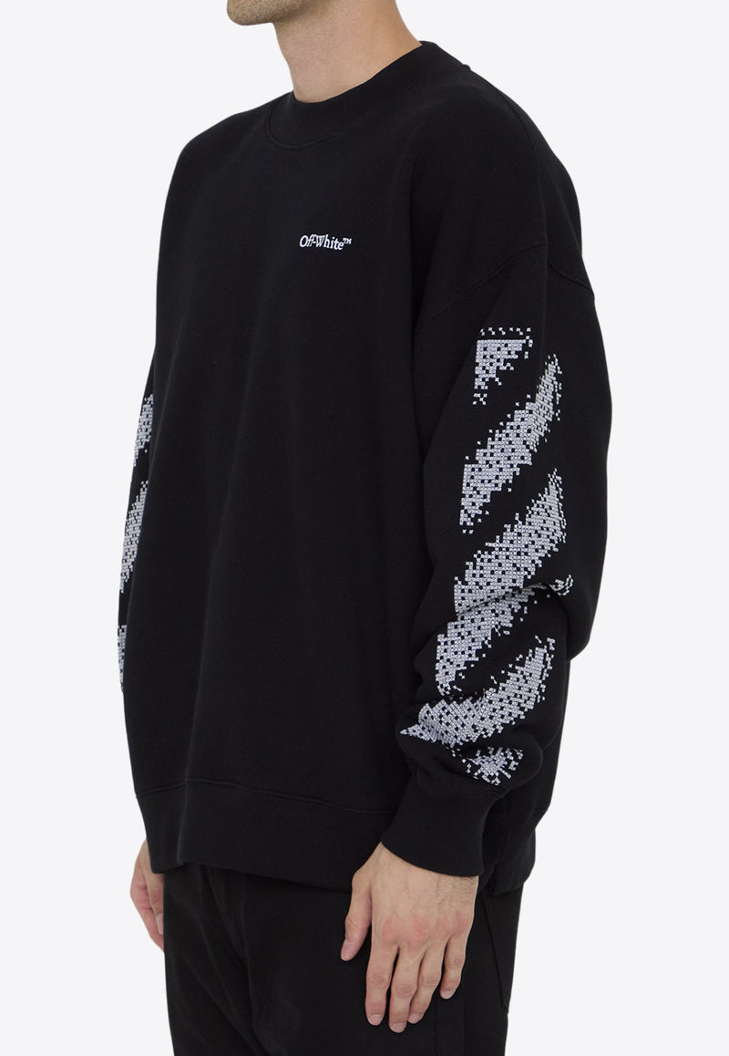 Off-White Pixel Diag Crewneck Sweatshirt Black OMBA054F24-FLE003-1001