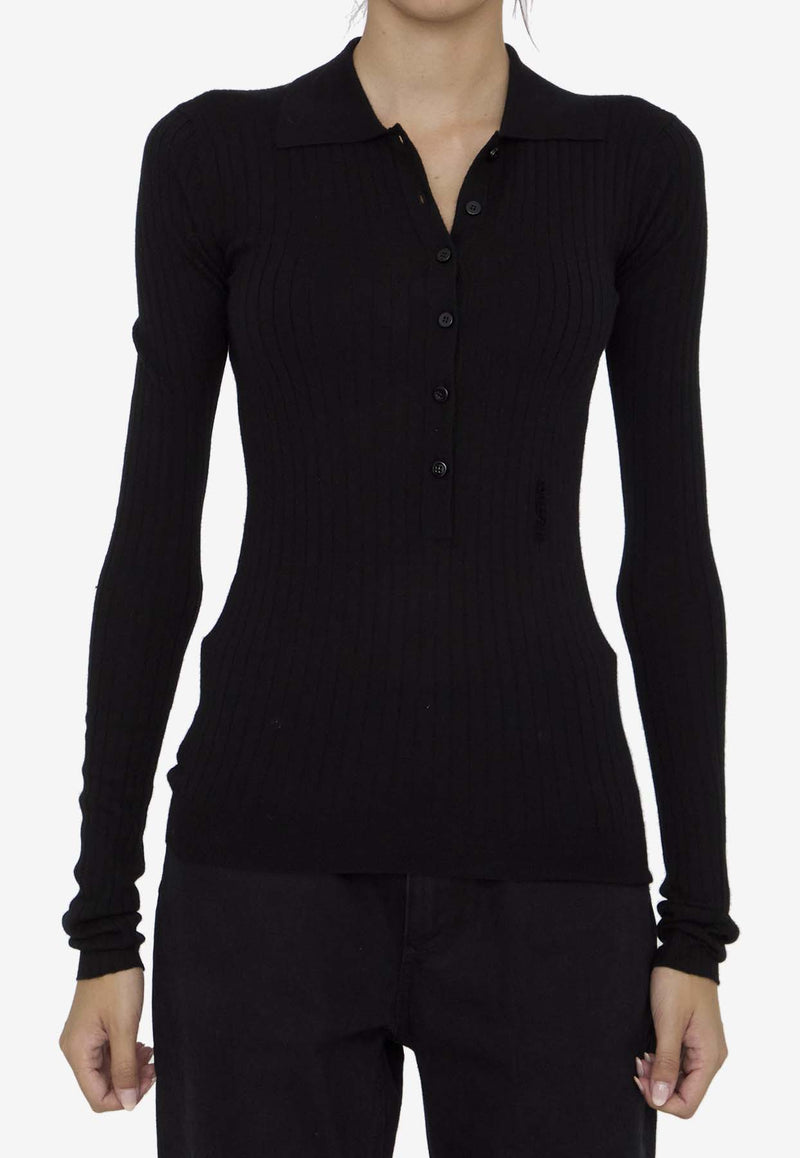 The Attico Knitted Cashmere Polo Sweater Black 248WCK112-KWS001-100