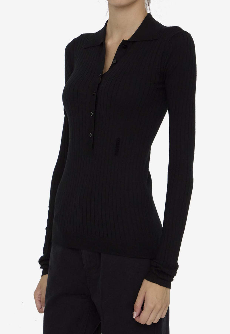 The Attico Knitted Cashmere Polo Sweater Black 248WCK112-KWS001-100