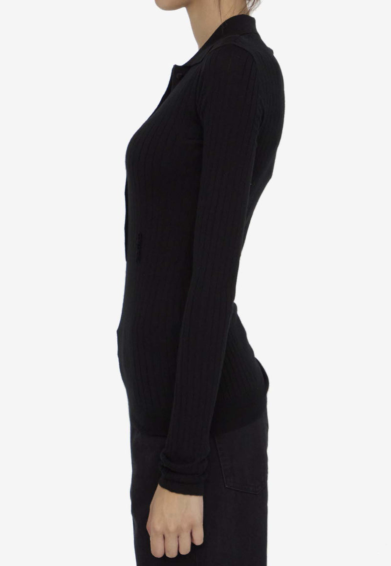 The Attico Knitted Cashmere Polo Sweater Black 248WCK112-KWS001-100