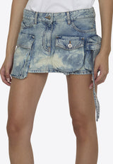 The Attico Fay Cargo Denim Mini Skirt Blue 248WCS136-D090-734