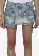 The Attico Fay Cargo Denim Mini Skirt Blue 248WCS136-D090-734