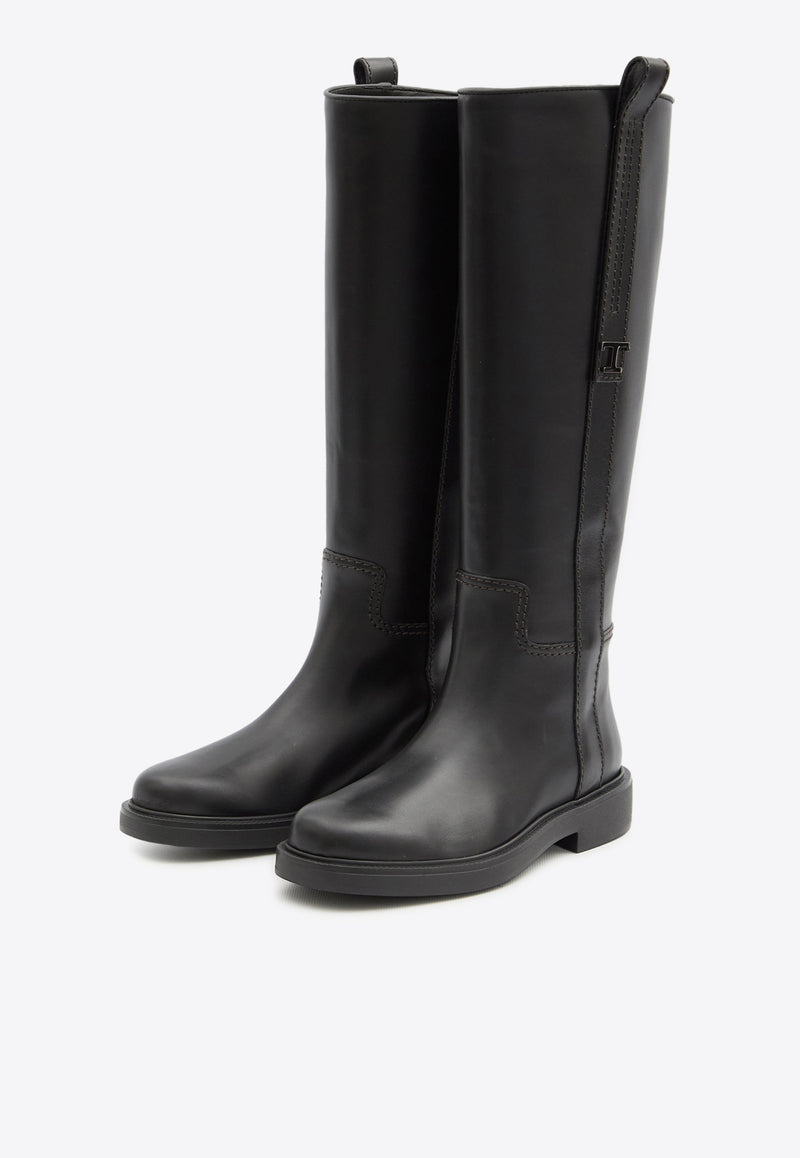 Tod
s T Timeless Leather Knee-High Boots Black XXW20L0IM30-T0N-B999