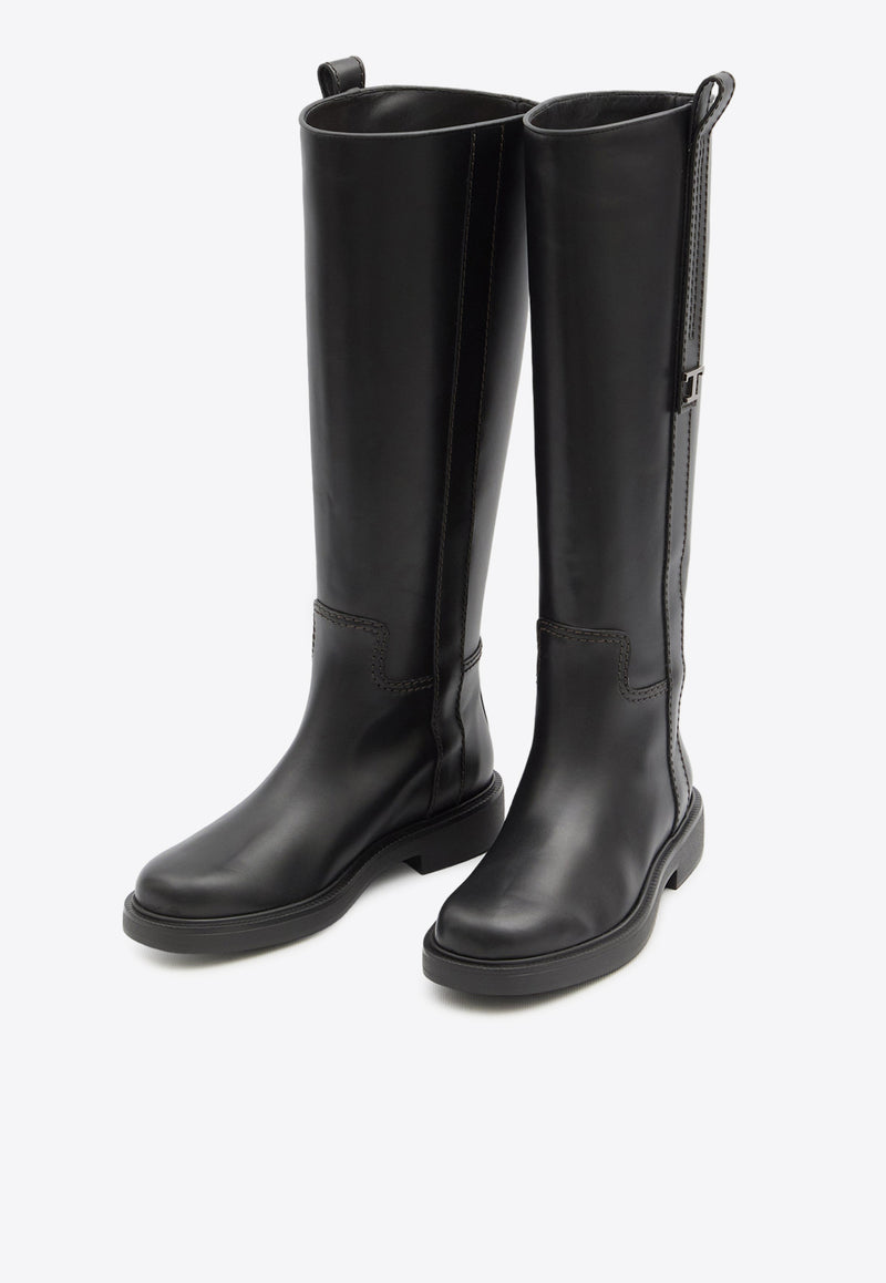 Tod
s T Timeless Leather Knee-High Boots Black XXW20L0IM30-T0N-B999