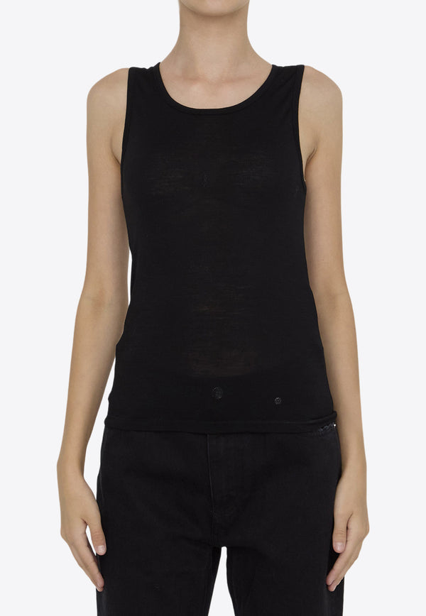 Saint Laurent Cassandre Embroidered Wool Tank Top Black 798948-Y36XE-1000