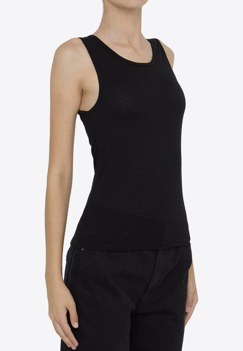 Saint Laurent Cassandre Embroidered Wool Tank Top Black 798948-Y36XE-1000