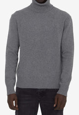 AMI PARIS Roll-Neck Cashmere Blend Sweater Gray HKS457-005-052