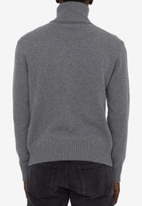 AMI PARIS Roll-Neck Cashmere Blend Sweater Gray HKS457-005-052