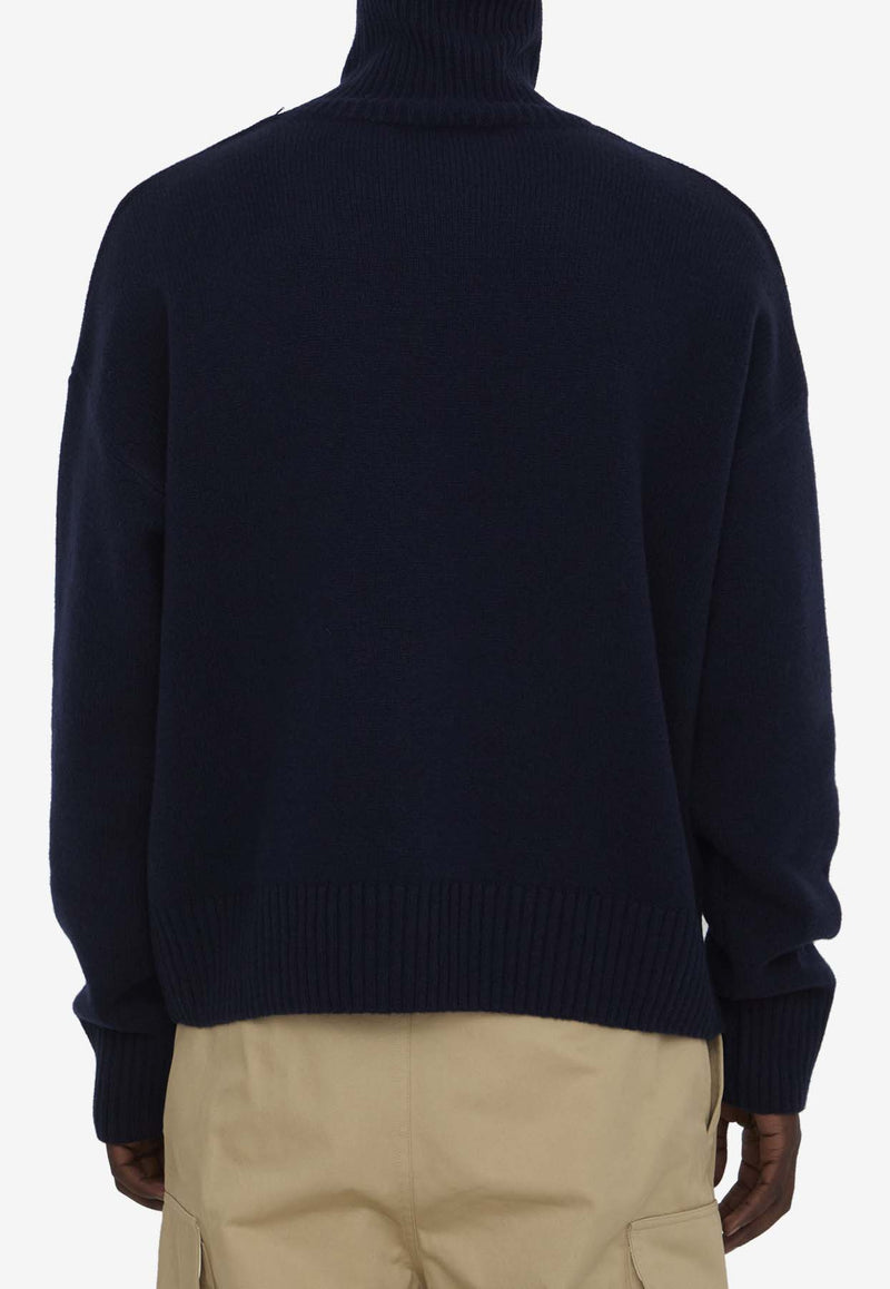 AMI PARIS Ami De Coeur Turtleneck Sweater Blue UKS444-KN0028-4011