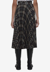 Burberry Check Pleated Midi Skirt Black 8093010--C1213