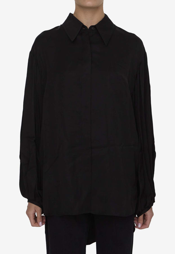 Khaite Bam Long-Sleeved Twill Shirt Black 23334009--200