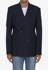 Loewe Double-Breasted Wool Blazer Blue HSM1Y03W27--8511