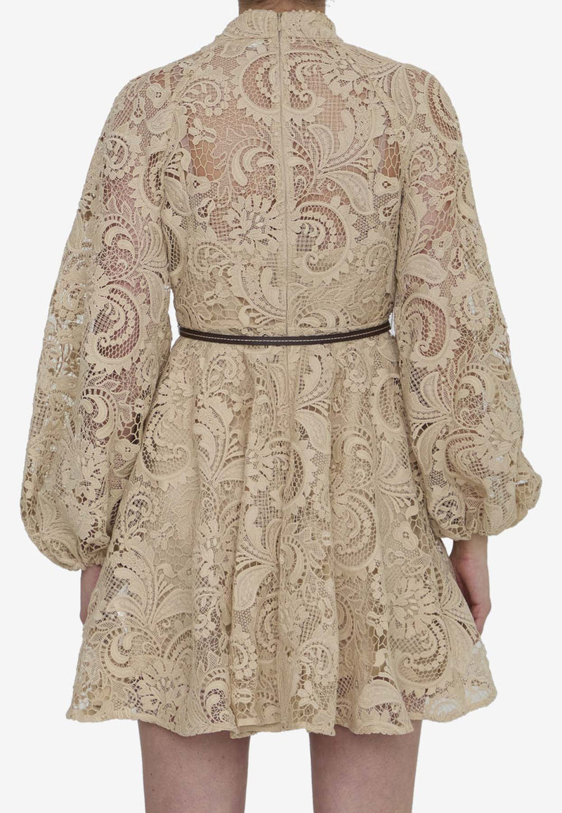 Zimmermann Waverly Lace Mini Dress Beige 9803DSS243-TAU-TAUPE