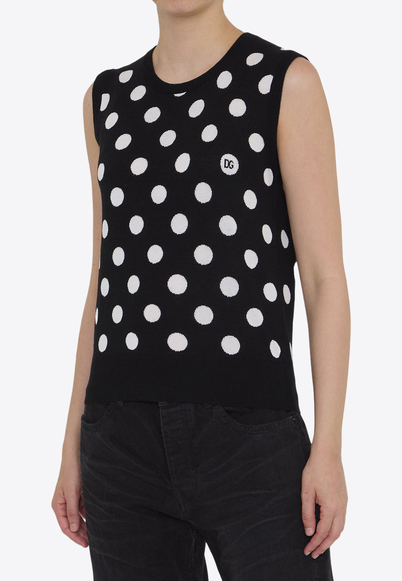 Dolce 
Gabbana Polka-Dot Motif Sleeveless Top Black FXT07T-JCVYK-HNZRW