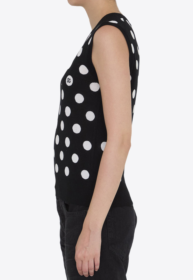 Dolce 
Gabbana Polka-Dot Motif Sleeveless Top Black FXT07T-JCVYK-HNZRW