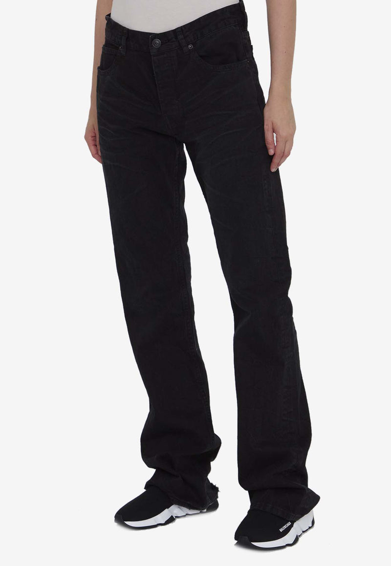 Balenciaga Low-Rise Straight-Leg Jeans Black 794047-TQW54-1071