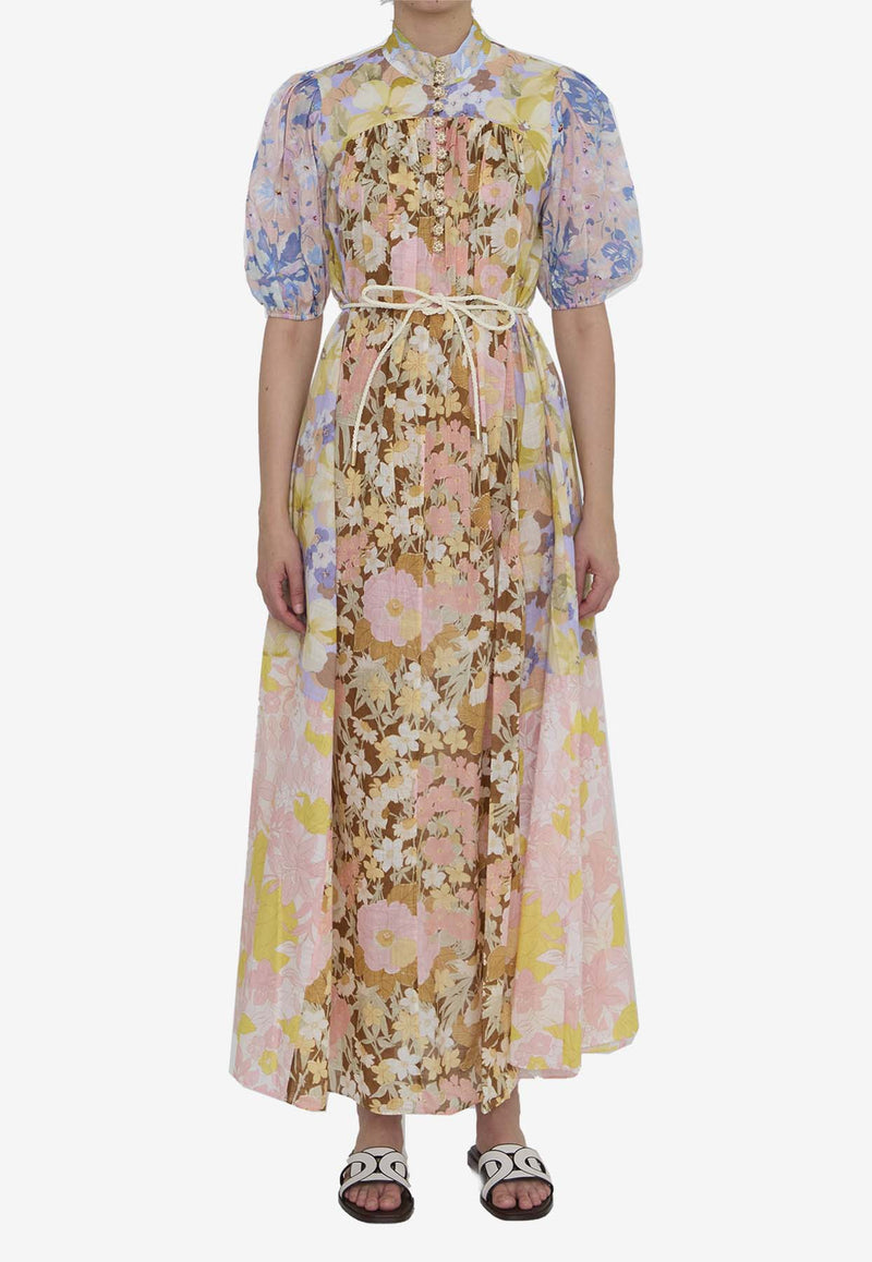 Zimmermann Floral Print Puff-Sleeved Maxi Dress Multicolor 9281DSS244-SPLI-SPLICED