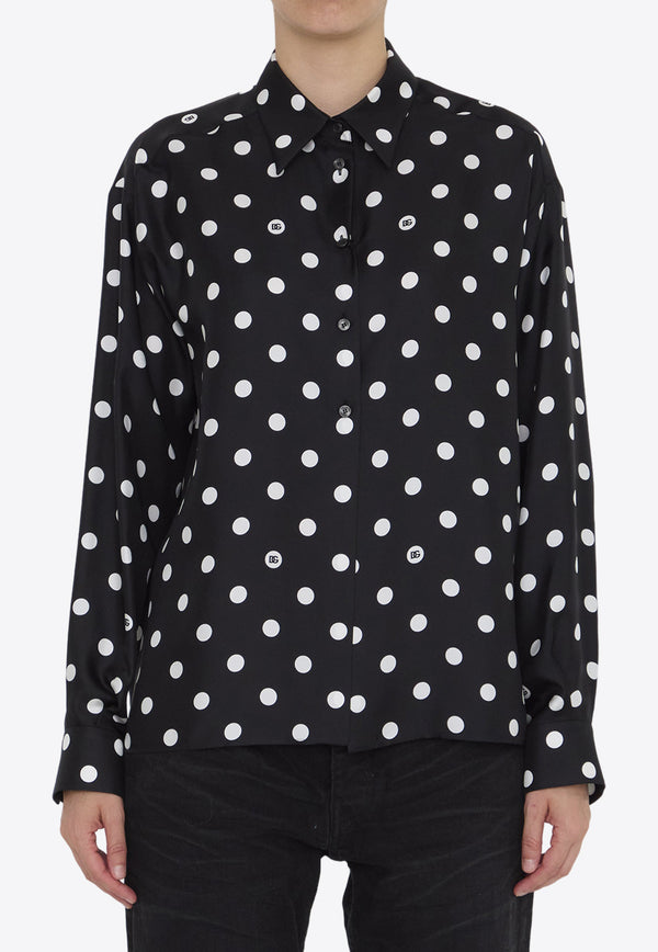 Dolce 
Gabbana Polka-Dot Print Silk Shirt Black F5S31T-IS1VI-HNZRW