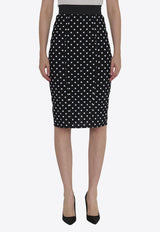 Dolce 
Gabbana Polka-Dot Print Pencil Midi Skirt Black F4CWKT-FSUBG-HNZQW