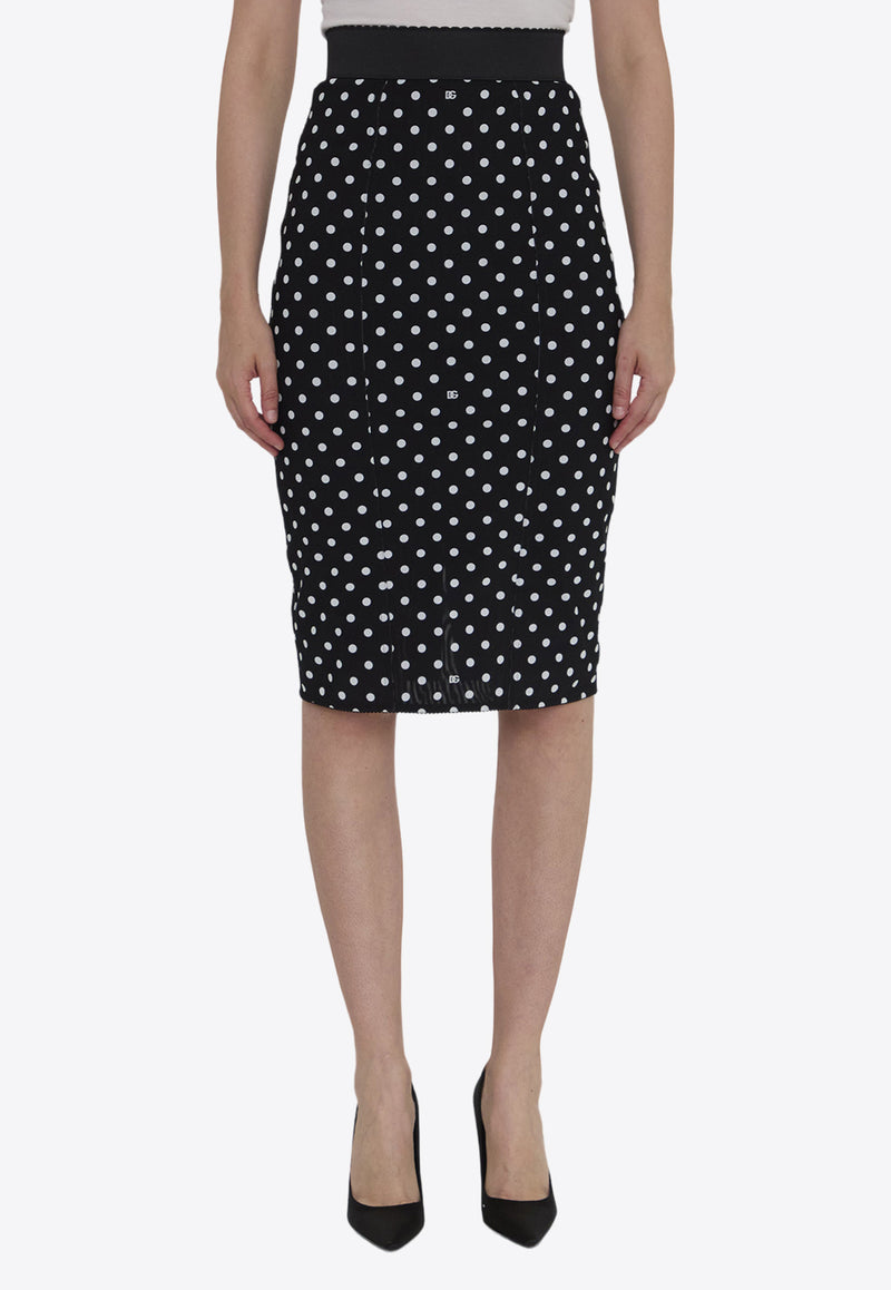 Dolce 
Gabbana Polka-Dot Print Pencil Midi Skirt Black F4CWKT-FSUBG-HNZQW