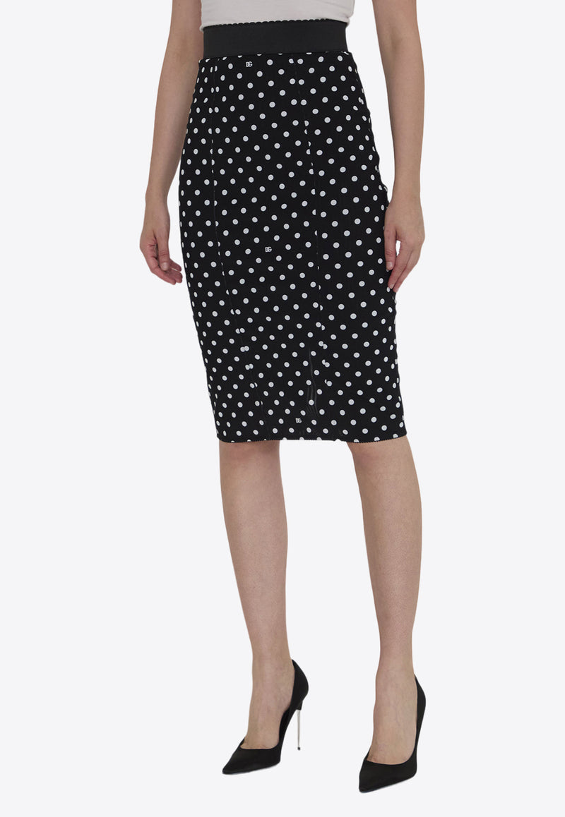 Dolce 
Gabbana Polka-Dot Print Pencil Midi Skirt Black F4CWKT-FSUBG-HNZQW