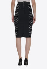 Dolce 
Gabbana Polka-Dot Print Pencil Midi Skirt Black F4CWKT-FSUBG-HNZQW