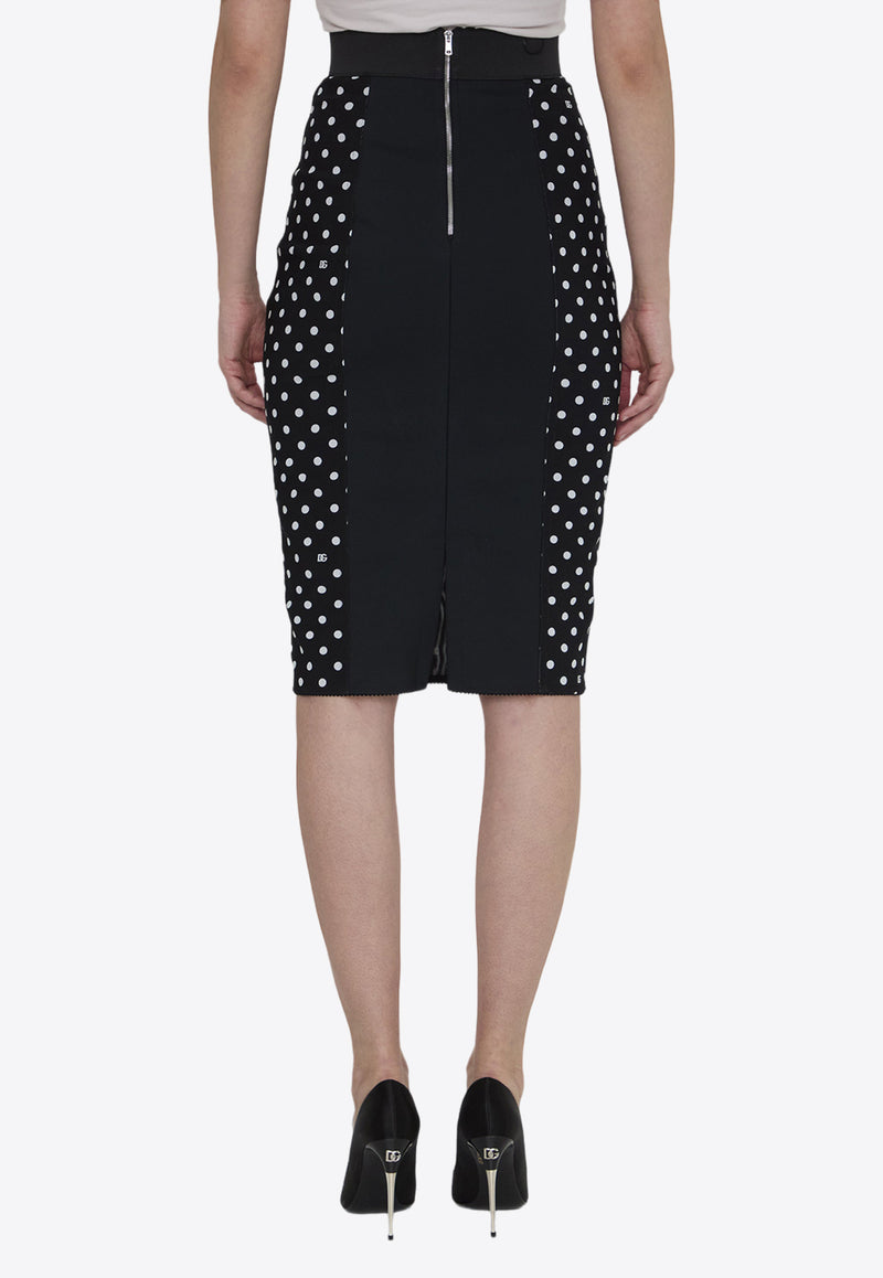 Dolce 
Gabbana Polka-Dot Print Pencil Midi Skirt Black F4CWKT-FSUBG-HNZQW