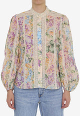 Zimmermann Halliday Lace-Trimmed Floral Shirt Multicolor 1348TSS241--MWF