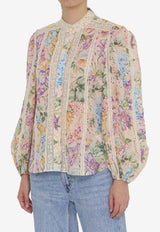 Zimmermann Halliday Lace-Trimmed Floral Shirt Multicolor 1348TSS241--MWF