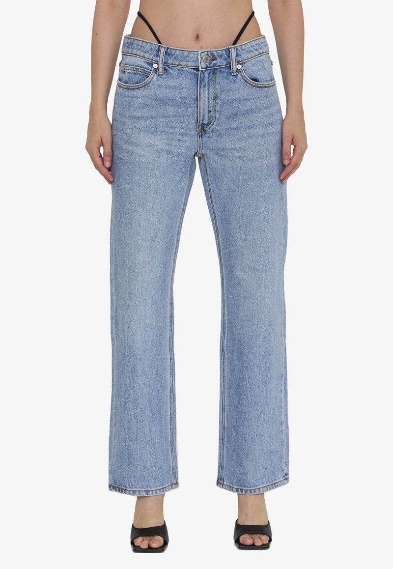 Alexander Wang Thong-Detail Straight-Leg Jeans Blue 4DC3244408--471A