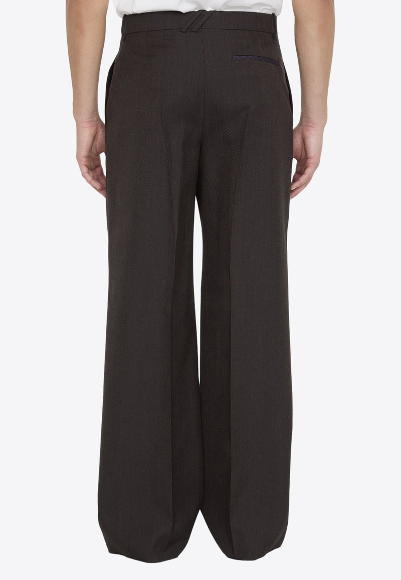 Burberry Wide-Leg Pleated Wool Pants Brown 8095108--A3184