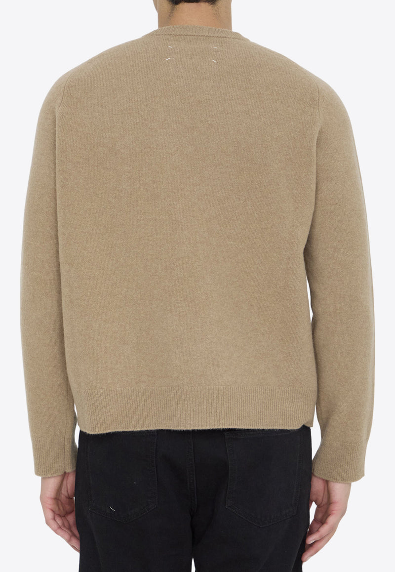 Maison Margiela Four-Stitches Wool Crewneck Sweater Beige S50HL0022-M13058-124M