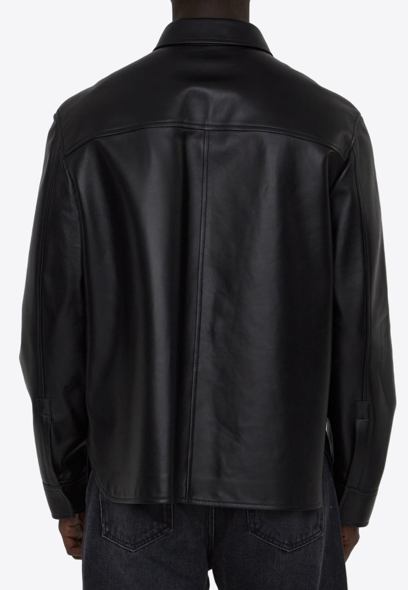 Loewe Anagram Leather Zip-Up Overshirt Black H526Y31L29--1100