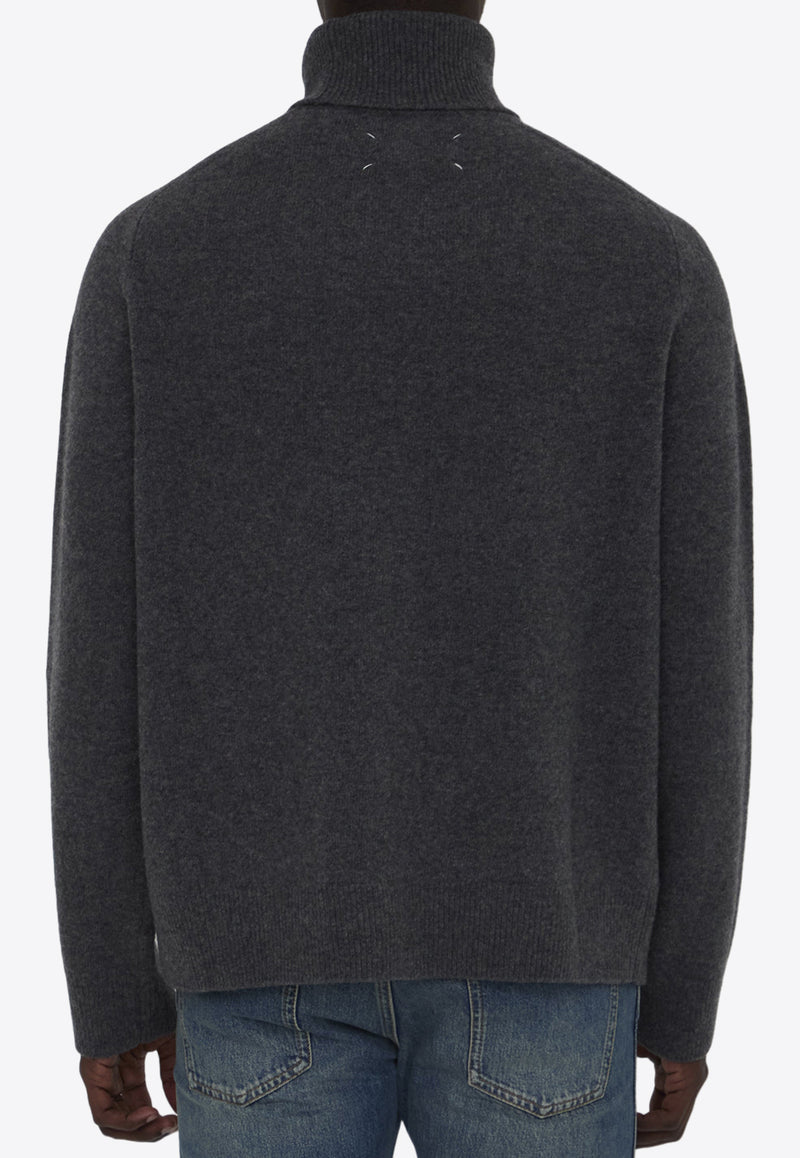 Maison Margiela Four Stitches Turtleneck Wool Sweater Gray S50HL0032-M13058-859M