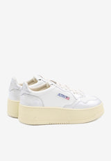 Autry Medalist Leather Platform Sneakers White PTLW-WB-18