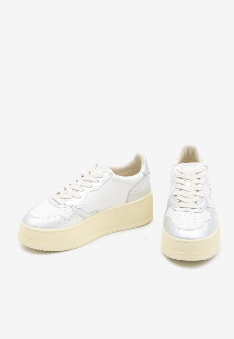 Autry Medalist Leather Platform Sneakers White PTLW-WB-18