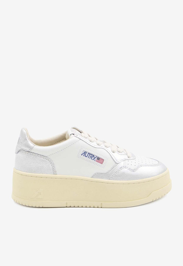 Autry Medalist Leather Platform Sneakers White PTLW-WB-18