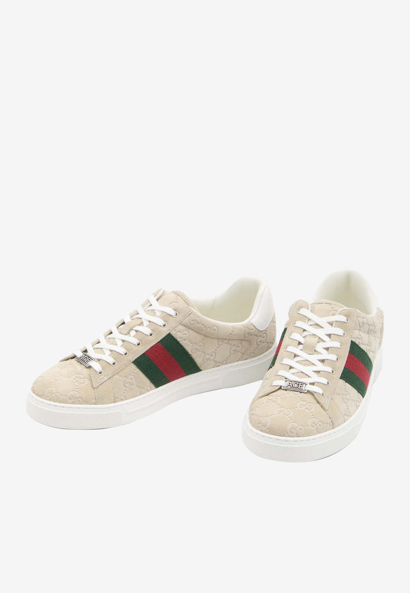 Gucci Ace GG Suede Low-Top Sneakers Beige 798652-AADV9-9566