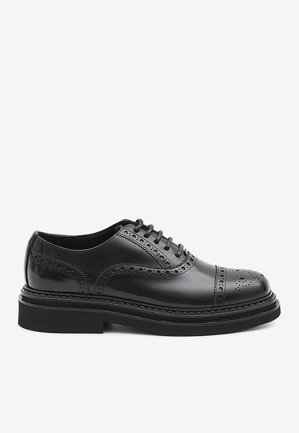 Dolce 
Gabbana Brushed Leather Brogue Shoes Black A20159-A1203-80999